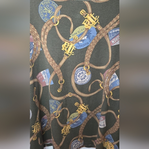 Lauren Ralph Lauren Equestrian Travel Logo Print Preppy Long Sleeve Shirt 3X - Picture 5 of 8